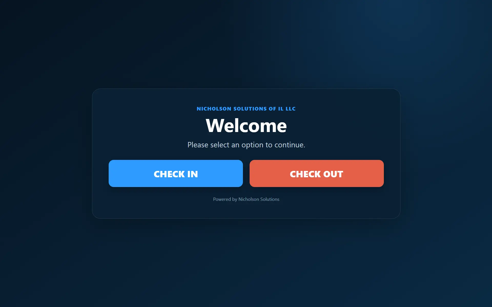 CheknOps visitor check-in and checkout kiosk screen